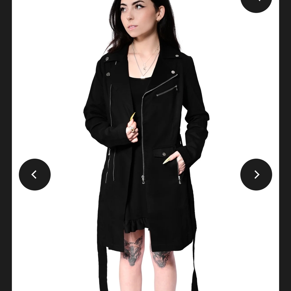 Foxblood Black Women's Trench Coat - Picture 2 of 3